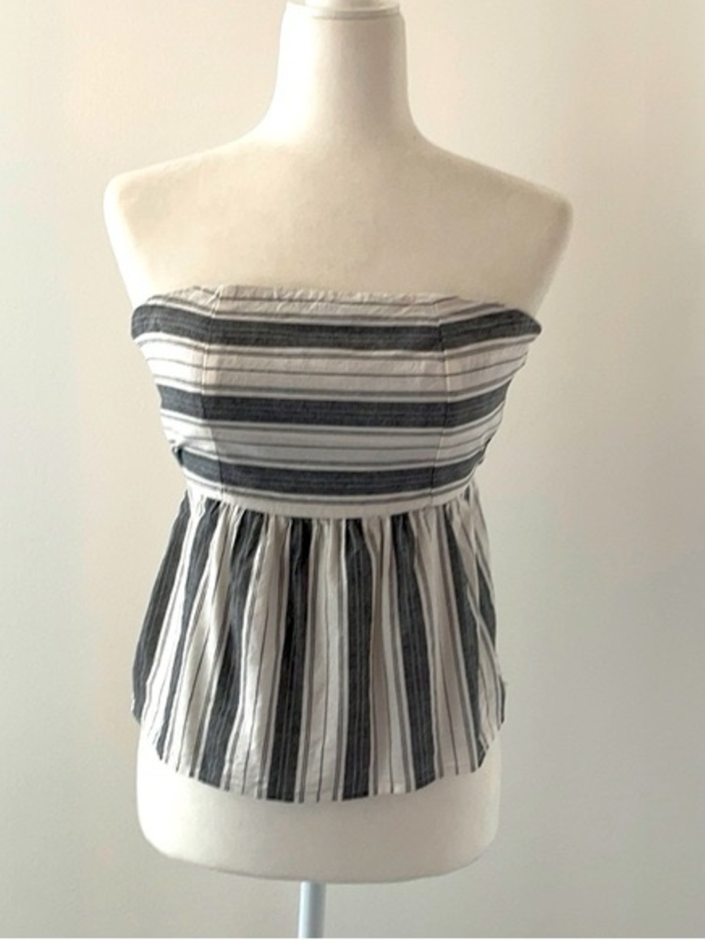 Socialite Striped Peplum Tube Top Bow Back 100% Cotton Small